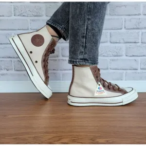 ⭐ Converse Chuck 70 High Leather Overlays Sz 7.5 Women's Shoes Ivory A09450C New