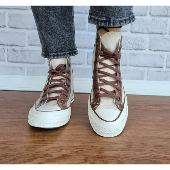 ⭐ Converse Chuck 70 High Leather Overlays Sz 7.5 Women's Shoes Ivory A09450C New