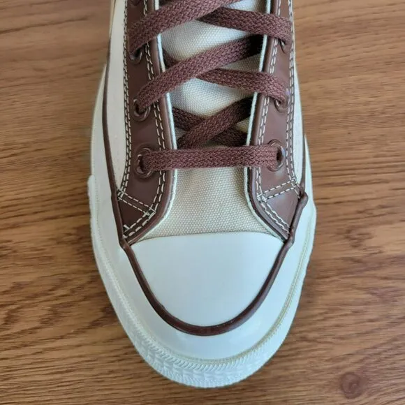 ⭐ Converse Chuck 70 High Leather Overlays Sz 7.5 Women's Shoes Ivory A09450C New