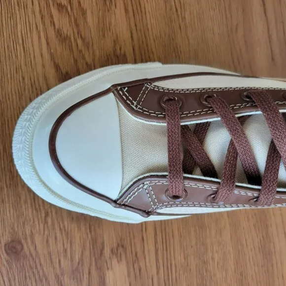 ⭐ Converse Chuck 70 High Leather Overlays Sz 7.5 Women's Shoes Ivory A09450C New