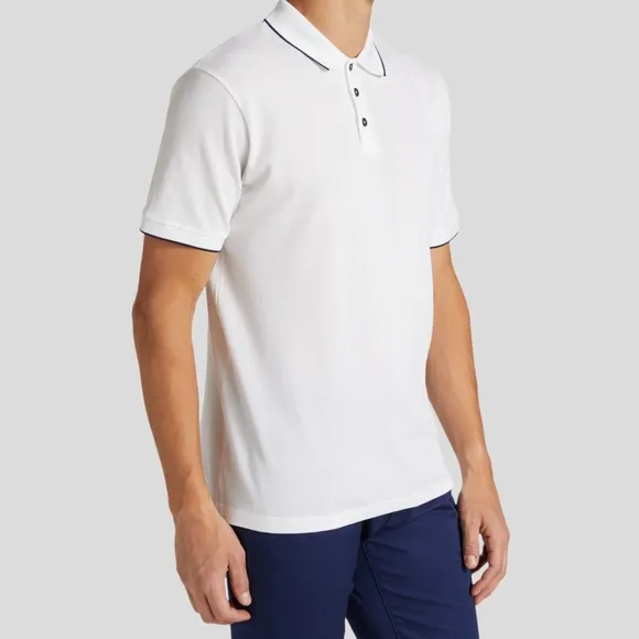 🆕 👕 Giorgio Armani Cotton Polo Shirt Color: White/Navy | Size: 52