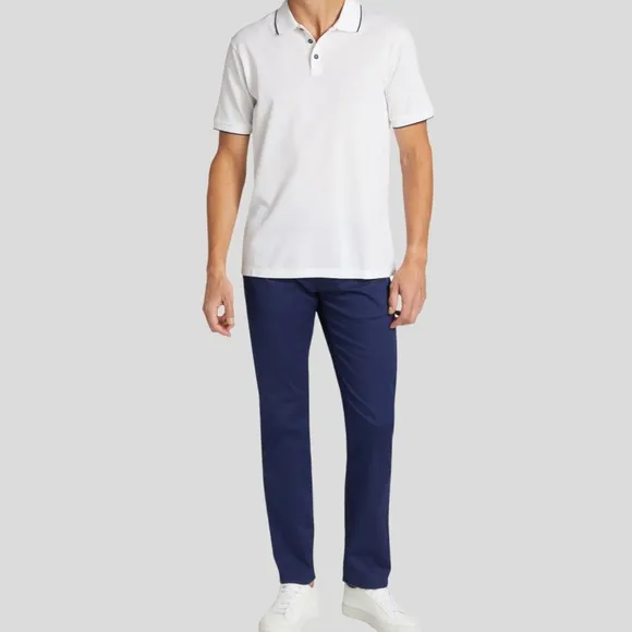 🆕 👕 Giorgio Armani Cotton Polo Shirt Color: White/Navy | Size: 52