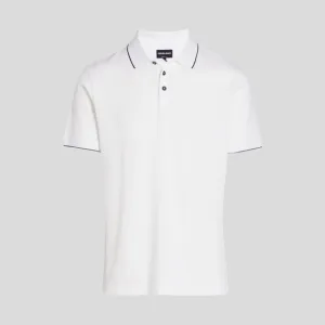 🆕 👕 Giorgio Armani Cotton Polo Shirt Color: White/Navy | Size: 52