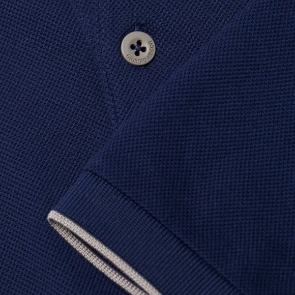 🆕 👕 Giorgio Armani Jersey Cotton Polo Shirt Size: E 58 Color: Navy/Grey