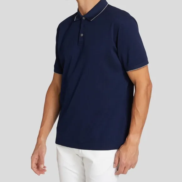 🆕 👕 Giorgio Armani Jersey Cotton Polo Shirt Size: E 58 Color: Navy/Grey