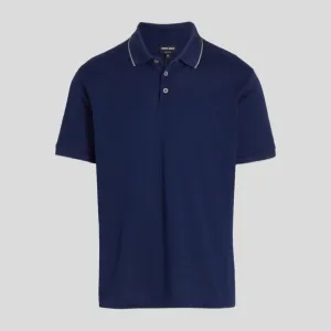 🆕 👕 Giorgio Armani Jersey Cotton Polo Shirt Size: E 58 Color: Navy/Grey