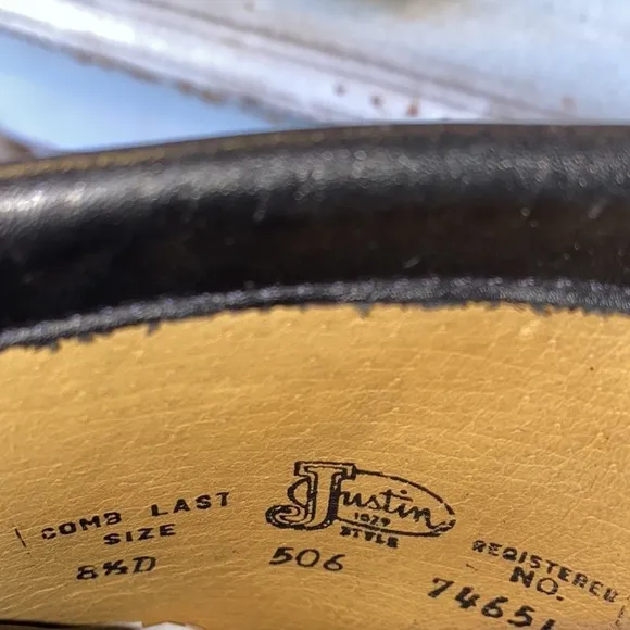 - Justin Boots, Black Elephant Packer Boots-8.5 D