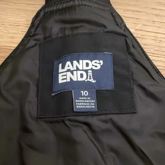 ✨ Lands End Kids Squall Waterproof Insulated Iron Knee Snow Bibs 10 Black