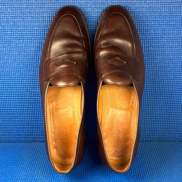 🔴 SUITSUPPLY Men`s Size 13 Brown Penny Loafer Casual Dress Shoes FW133416