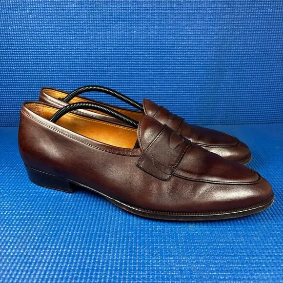 🔴 SUITSUPPLY Men`s Size 13 Brown Penny Loafer Casual Dress Shoes FW133416
