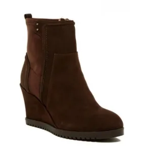 • Taryn Rose • Beula Suede Wedge Booties Brown