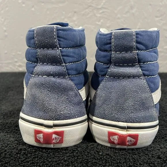 🔥 VANS Classic Hi Sk8 Hi Top Skate Shoes Denim Blue Suede Men Sz 7.5 / Wm's 9