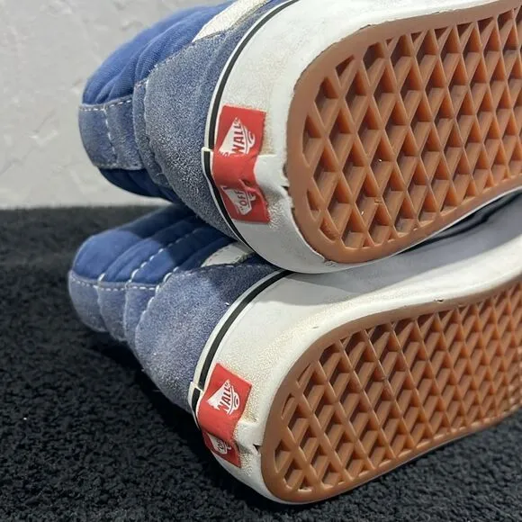 🔥 VANS Classic Hi Sk8 Hi Top Skate Shoes Denim Blue Suede Men Sz 7.5 / Wm's 9