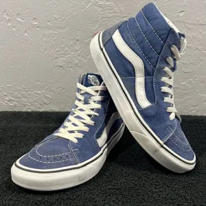 🔥 VANS Classic Hi Sk8 Hi Top Skate Shoes Denim Blue Suede Men Sz 7.5 / Wm's 9