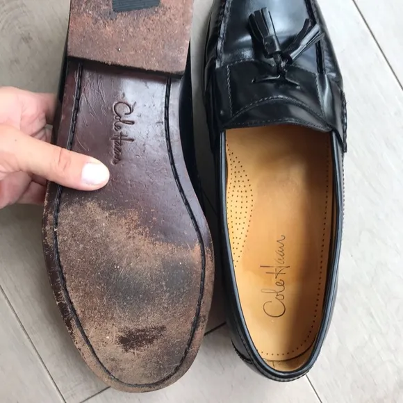 $125 Cole Haan Men Pinch Tassel Loafers leather shoes black 11.5 D