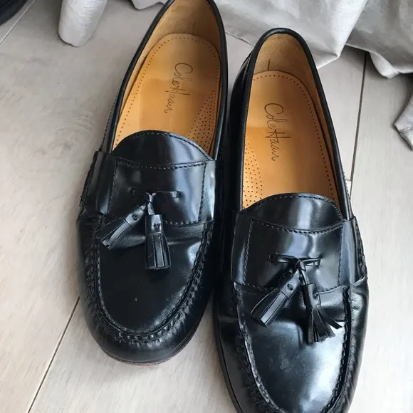 $125 Cole Haan Men Pinch Tassel Loafers leather shoes black 11.5 D