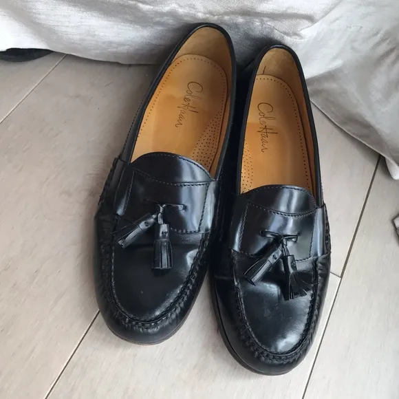 $125 Cole Haan Men Pinch Tassel Loafers leather shoes black 11.5 D
