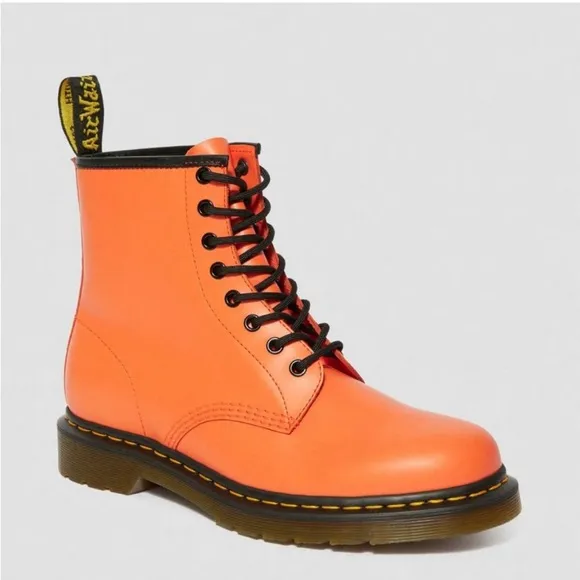 1460 Orange Smooth Leather Dr Martens Laceup Boots Sz 5