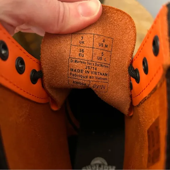 1460 Orange Smooth Leather Dr Martens Laceup Boots Sz 5