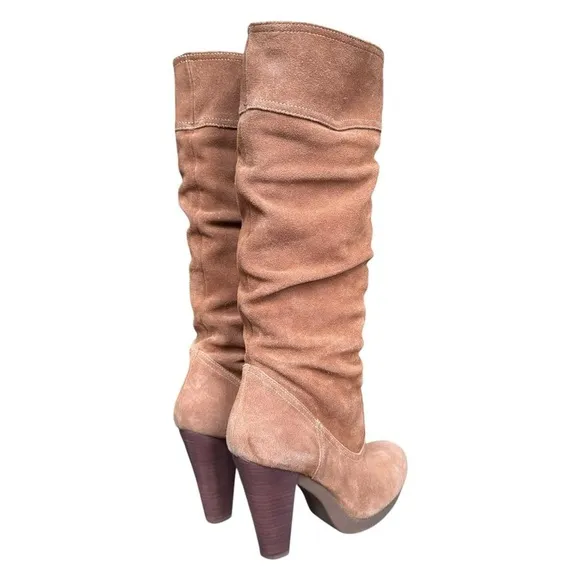 2010s Micheal Kors tan suede leather boho western below the knee slouch boots 8