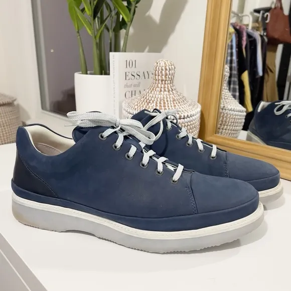 $285 SAMUEL HUBBARD fast mens navy blue lace up casual sneakers shoes