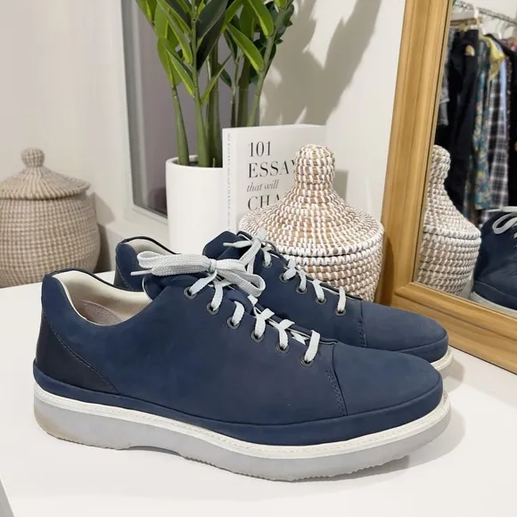 $285 SAMUEL HUBBARD fast mens navy blue lace up casual sneakers shoes