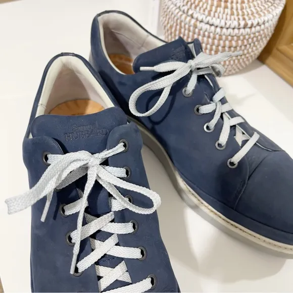 $285 SAMUEL HUBBARD fast mens navy blue lace up casual sneakers shoes