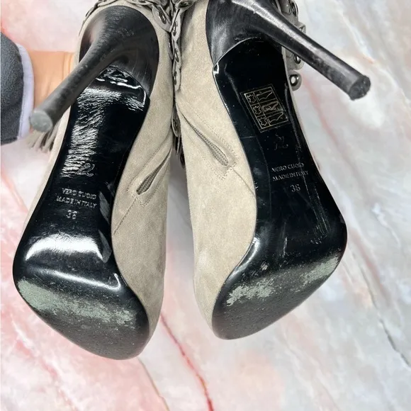 3.1 Phillip Lim Dee Dee Gray Suede Leather Stiletto Booties Boots Heels 36