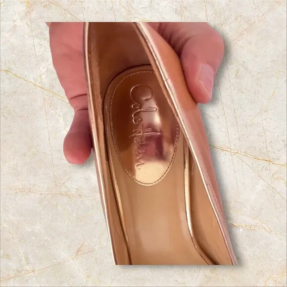 $325 Cole Haan Eve Air Hi OT peep toe Pumps beige/penny mirror Size 10B Shoes