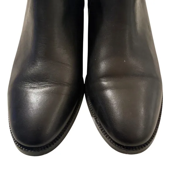 $345 COACH Coleen Sft Shine Black Leather Booties Ankle Boots Gold Turnlock 6.5