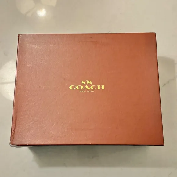 $345 COACH Coleen Sft Shine Black Leather Booties Ankle Boots Gold Turnlock 6.5