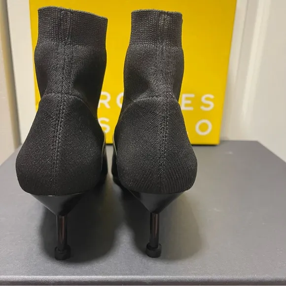 $520 NEW Mercedes Castillo Black Leather Sock Boots IT39/US9