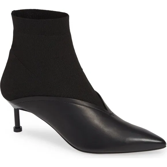 $520 NEW Mercedes Castillo Black Leather Sock Boots IT39/US9