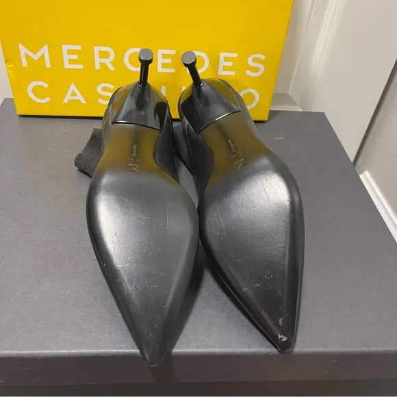 $520 NEW Mercedes Castillo Black Leather Sock Boots IT39/US9