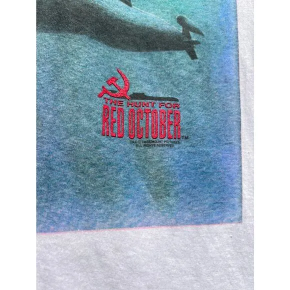 90s The Hunt for Red October Movie Promo Tee Shirt Sean Connery Alec Baldwin