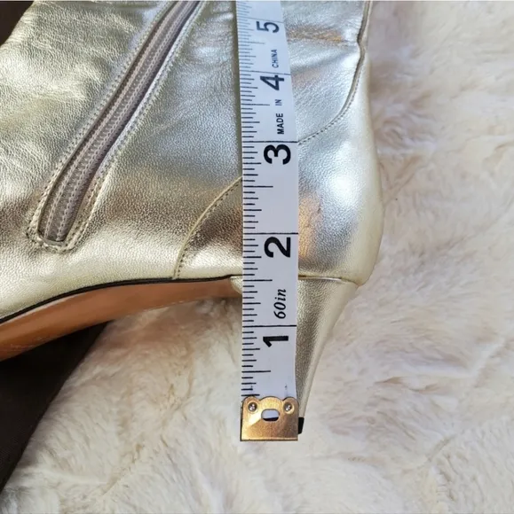 a. testoni Italian Leather Boots, Champagne Metallic, size 37.5 (US 7.5)