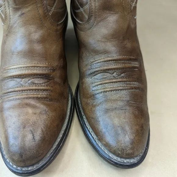 Acme Boots men's size 7.5D brown leather cowboy Western boots. Made in USA.