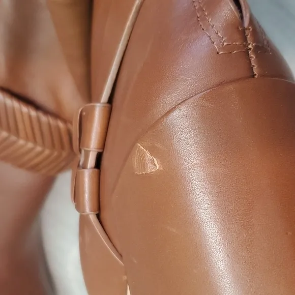 AD &amp; DAUGHTERS Womens Mid Calf Heels Leather Booties shoes sz 6.5