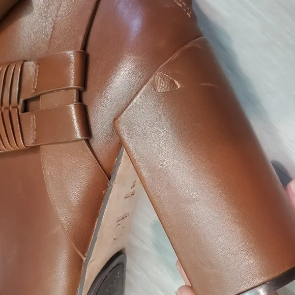 AD &amp; DAUGHTERS Womens Mid Calf Heels Leather Booties shoes sz 6.5