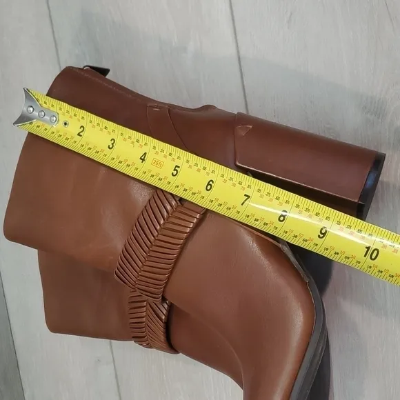 AD &amp; DAUGHTERS Womens Mid Calf Heels Leather Booties shoes sz 6.5