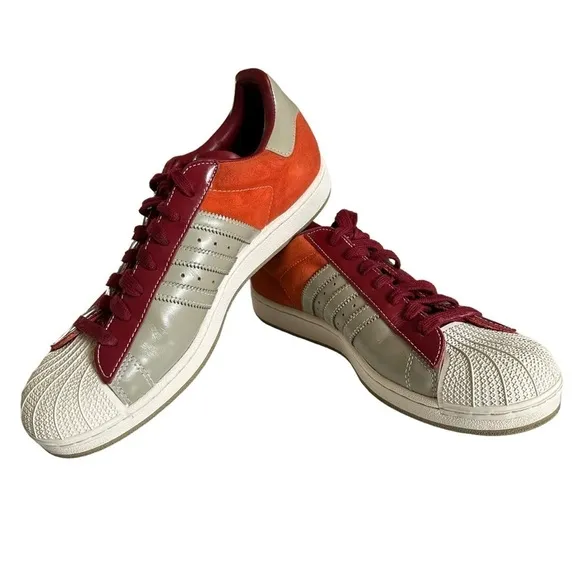 ADDIDAS RARE SUPERSTAR 1 SHELL TOE RED AND ORANGE SNEAKERS SIZE 11.5