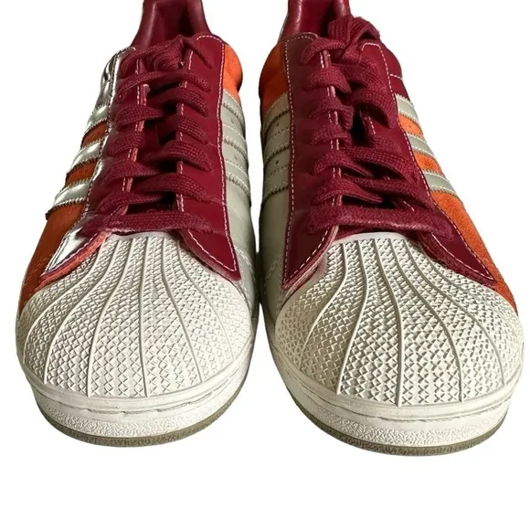ADDIDAS RARE SUPERSTAR 1 SHELL TOE RED AND ORANGE SNEAKERS SIZE 11.5