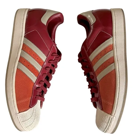 ADDIDAS RARE SUPERSTAR 1 SHELL TOE RED AND ORANGE SNEAKERS SIZE 11.5