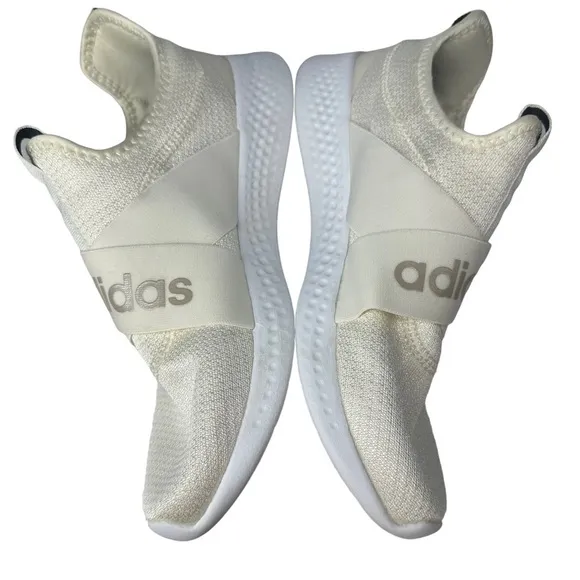 ADIDAS 8.5 Women's Cloudfoam Pure Motion Running Shoe Cream White Slip On