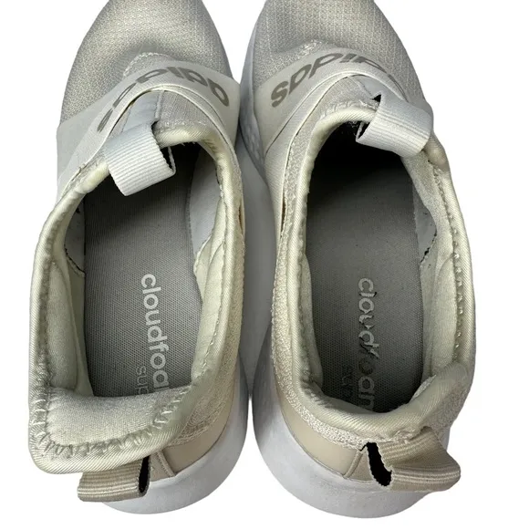 ADIDAS 8.5 Women's Cloudfoam Pure Motion Running Shoe Cream White Slip On