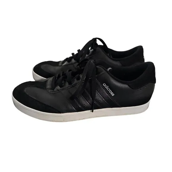 Adidas adicross Mens Spikeless Black Leather Golf Shoes Size 11.5