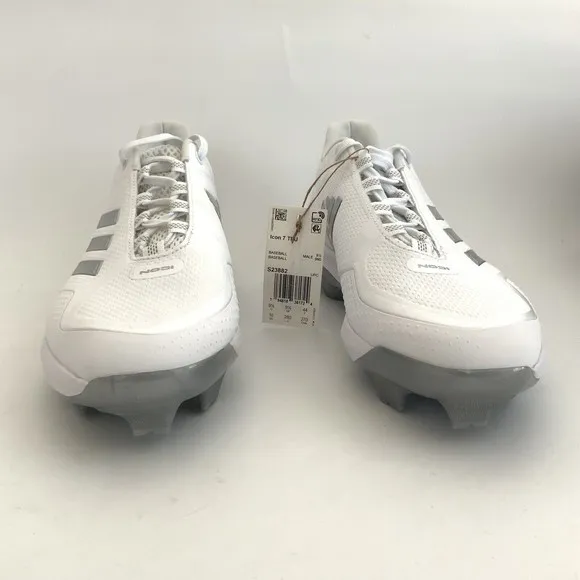 Adidas Baseball Shoes Mens Size 10 White Silver Icon 7