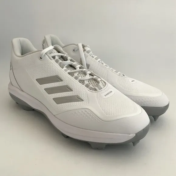 Adidas Baseball Shoes Mens Size 10 White Silver Icon 7