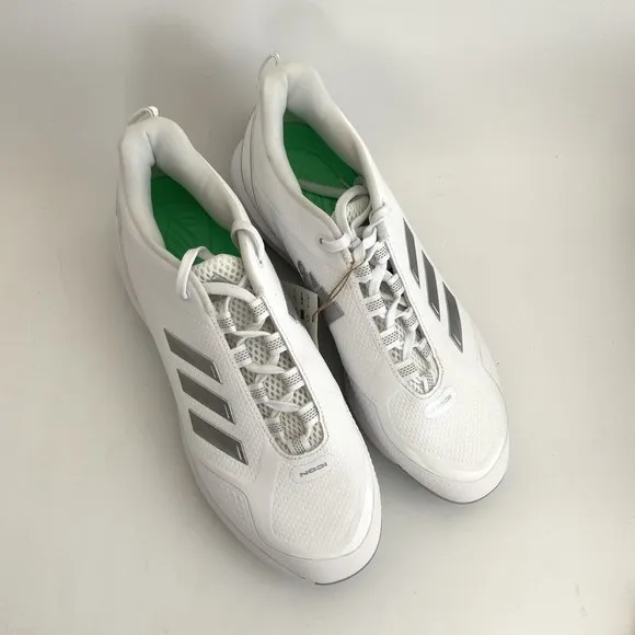 Adidas Baseball Shoes Mens Size 10 White Silver Icon 7