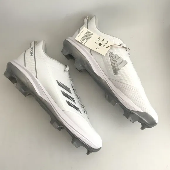 Adidas Baseball Shoes Mens Size 10 White Silver Icon 7
